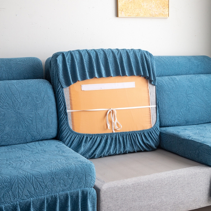 91家纺网 家纺一手货源 找家纺 千彤沙发垫2025新款裙边款-香山雨藤沙发笠 水蓝
