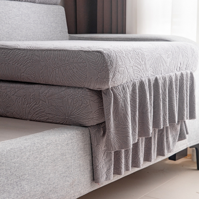 91家纺网 家纺一手货源 找家纺 千彤沙发垫2025新款裙边款-香山雨藤沙发笠 银灰