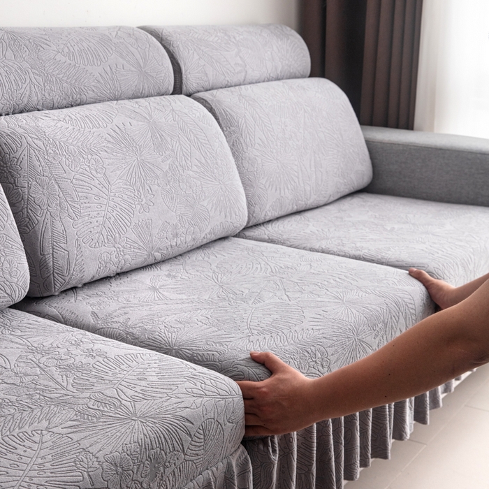 91家纺网 家纺一手货源 找家纺 千彤沙发垫2025新款裙边款-香山雨藤沙发笠 银灰