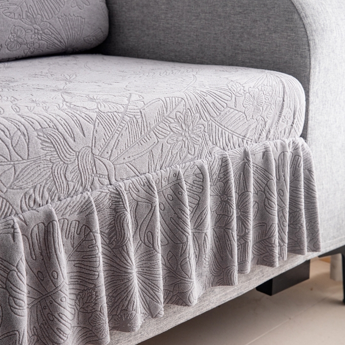 91家纺网 家纺一手货源 找家纺 千彤沙发垫2025新款裙边款-香山雨藤沙发笠 银灰