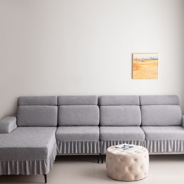 91家纺网 家纺一手货源 找家纺 千彤沙发垫2025新款裙边款-香山雨藤沙发笠 银灰