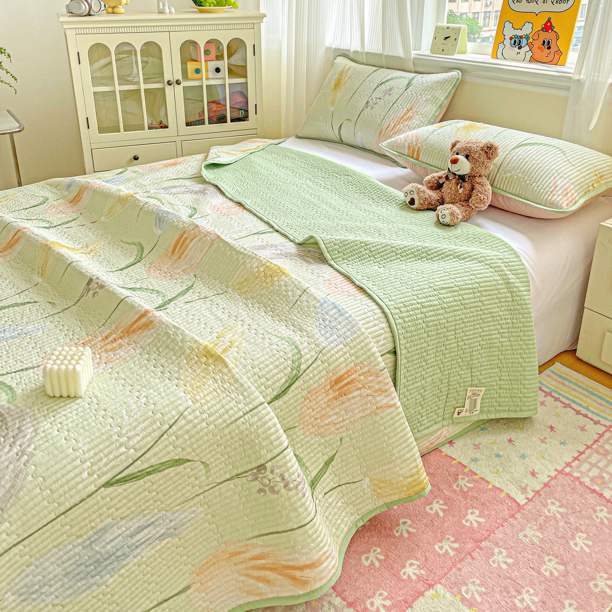 91家纺网 家纺一手货源 找家纺 （总）恒尚居 2025新款莫代尔天丝夏季床盖印花夹棉床单三件套床褥垫-系列二