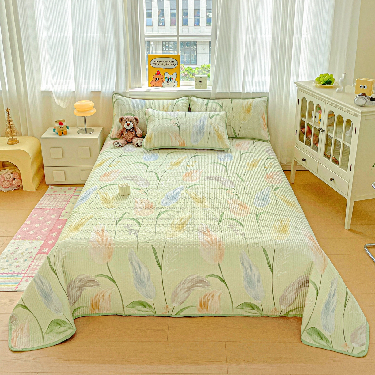 91家纺网 家纺一手货源 找家纺 （总）恒尚居 2025新款莫代尔天丝夏季床盖印花夹棉床单三件套床褥垫-系列二