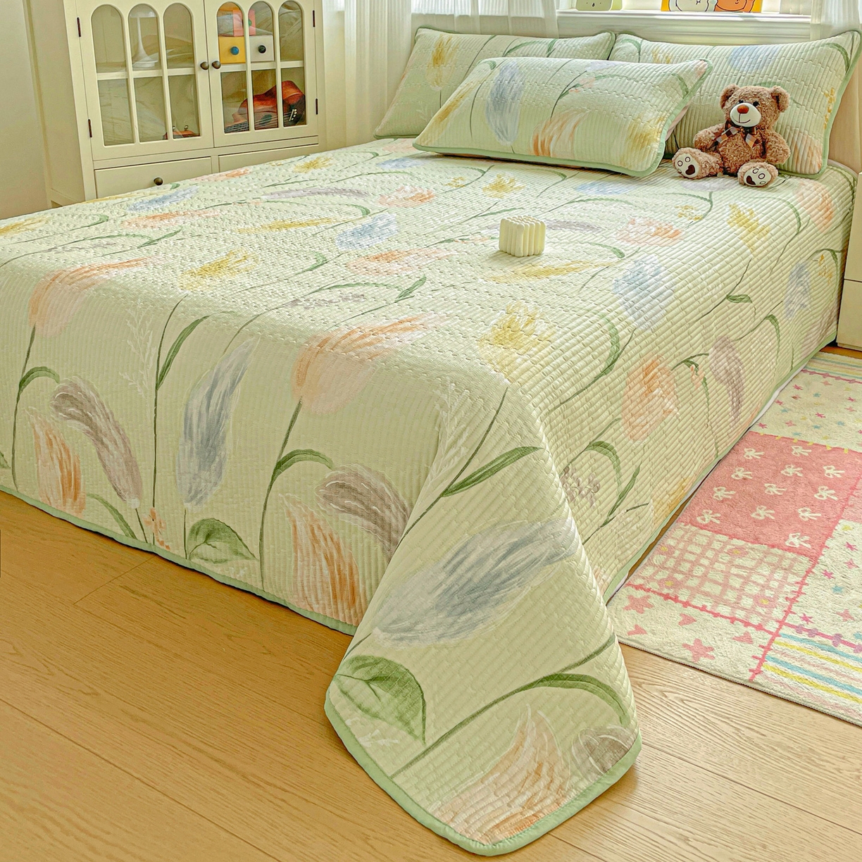 91家纺网 家纺一手货源 找家纺 （总）恒尚居 2025新款莫代尔天丝夏季床盖印花夹棉床单三件套床褥垫-系列二