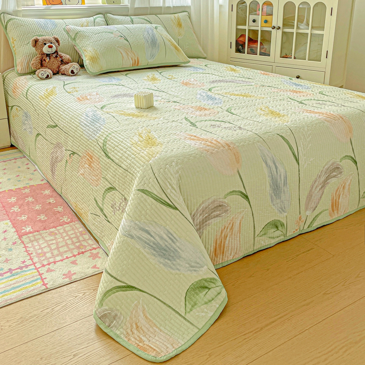 91家纺网 家纺一手货源 找家纺 （总）恒尚居 2025新款莫代尔天丝夏季床盖印花夹棉床单三件套床褥垫-系列二