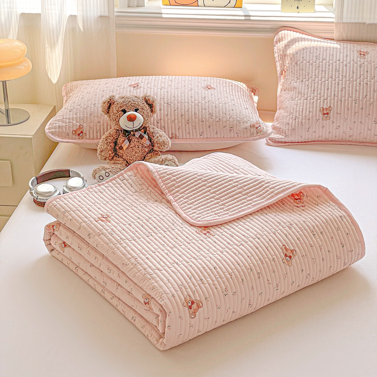 91家纺网 家纺一手货源 找家纺 恒尚居 2025新款莫代尔天丝夏季床盖印花夹棉床单三件套床褥垫-系列一 莫代尔-贝尔熊