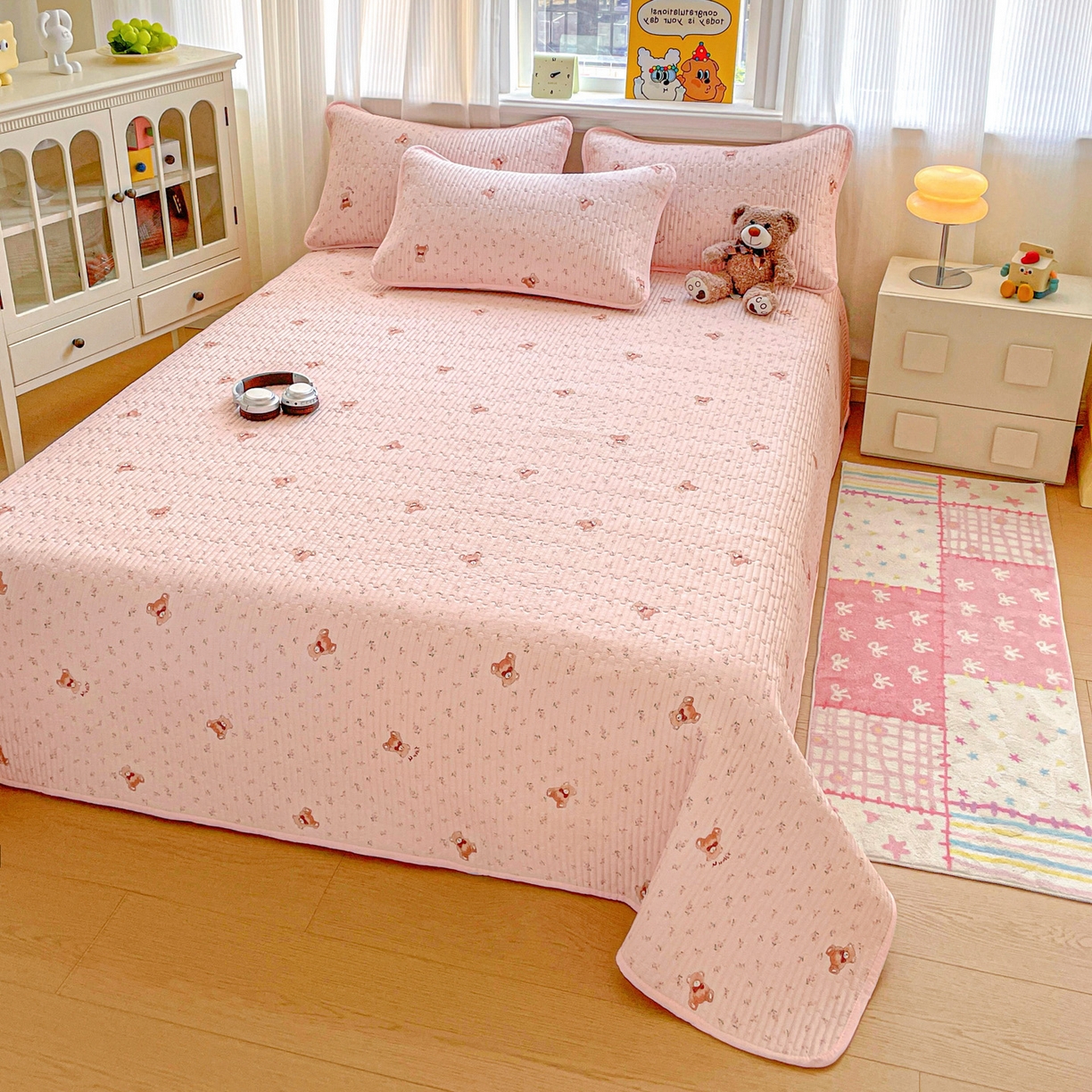 91家纺网 家纺一手货源 找家纺 恒尚居 2025新款莫代尔天丝夏季床盖印花夹棉床单三件套床褥垫-系列一 莫代尔-贝尔熊