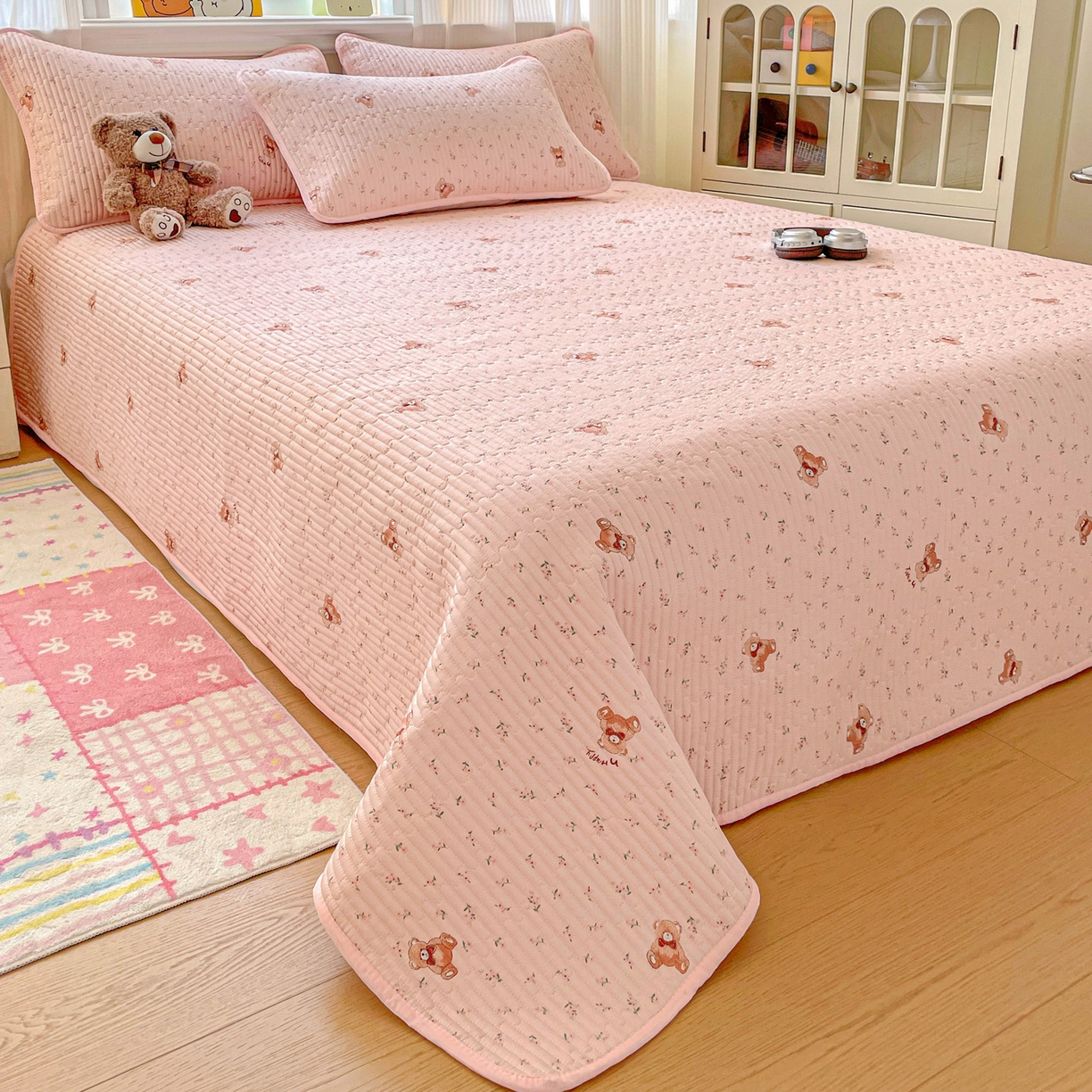 91家纺网 家纺一手货源 找家纺 恒尚居 2025新款莫代尔天丝夏季床盖印花夹棉床单三件套床褥垫-系列一 莫代尔-贝尔熊