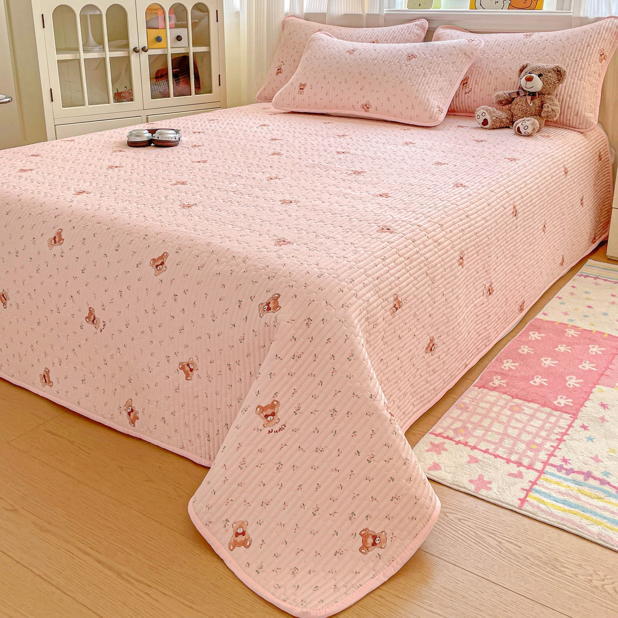 91家纺网 家纺一手货源 找家纺 恒尚居 2025新款莫代尔天丝夏季床盖印花夹棉床单三件套床褥垫-系列一 莫代尔-贝尔熊