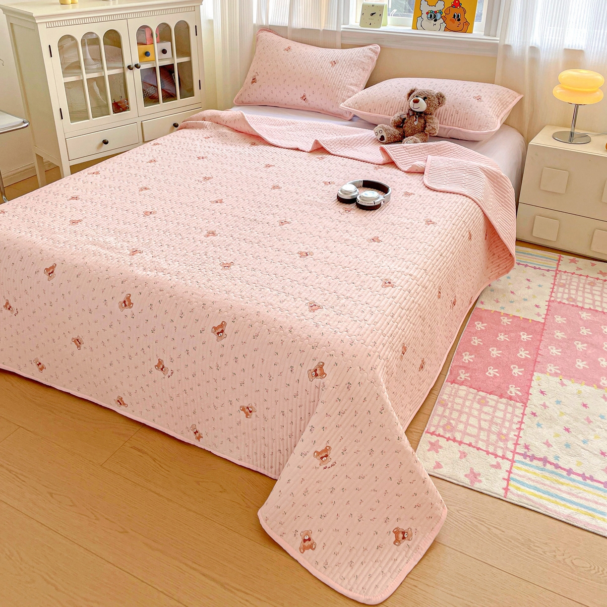 91家纺网 家纺一手货源 找家纺 恒尚居 2025新款莫代尔天丝夏季床盖印花夹棉床单三件套床褥垫-系列一 莫代尔-贝尔熊