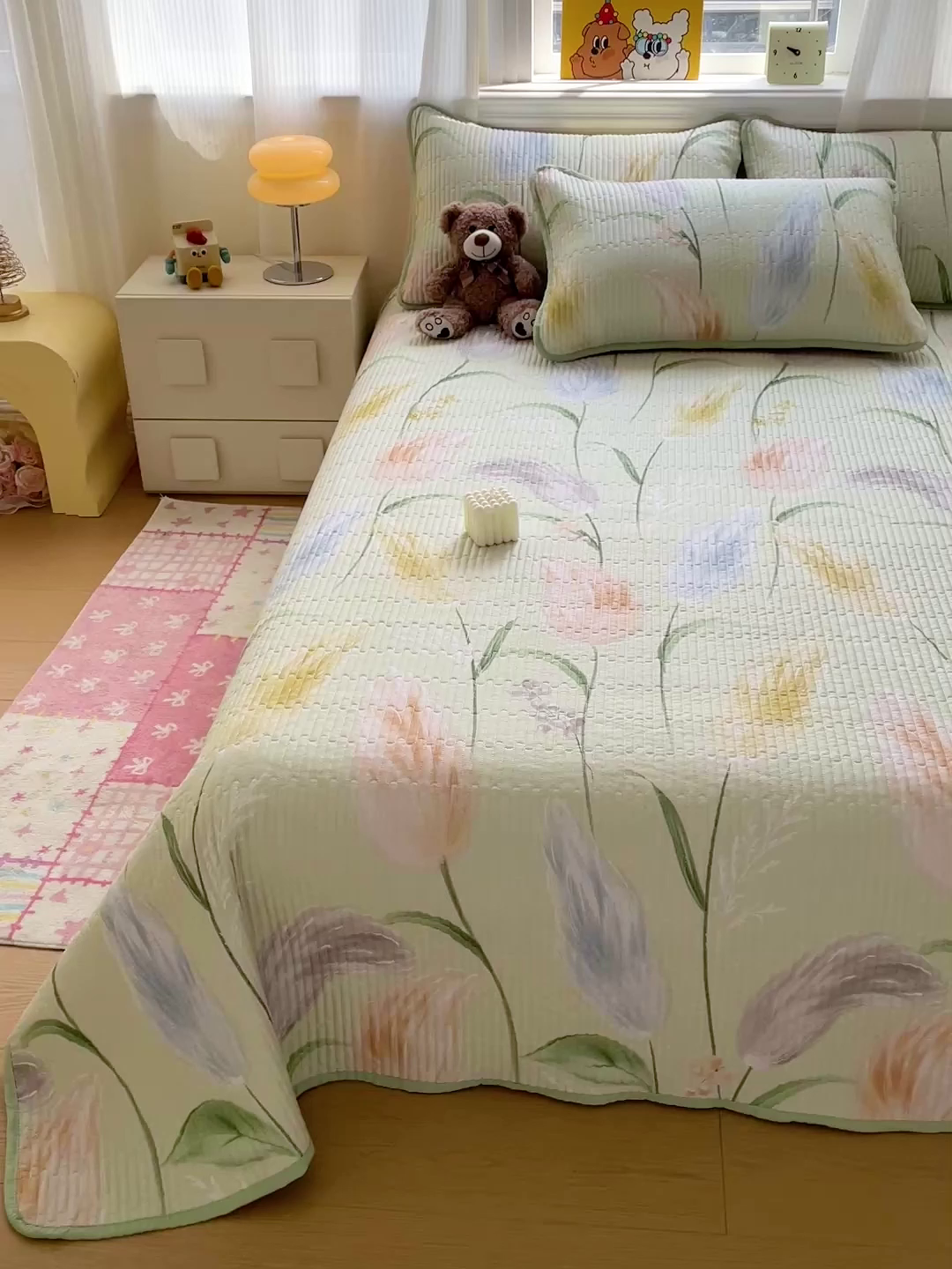 91家纺网 家纺一手货源 找家纺 恒尚居 2025新款莫代尔天丝夏季床盖印花夹棉床单三件套床褥垫-系列二 莫代尔-初夏