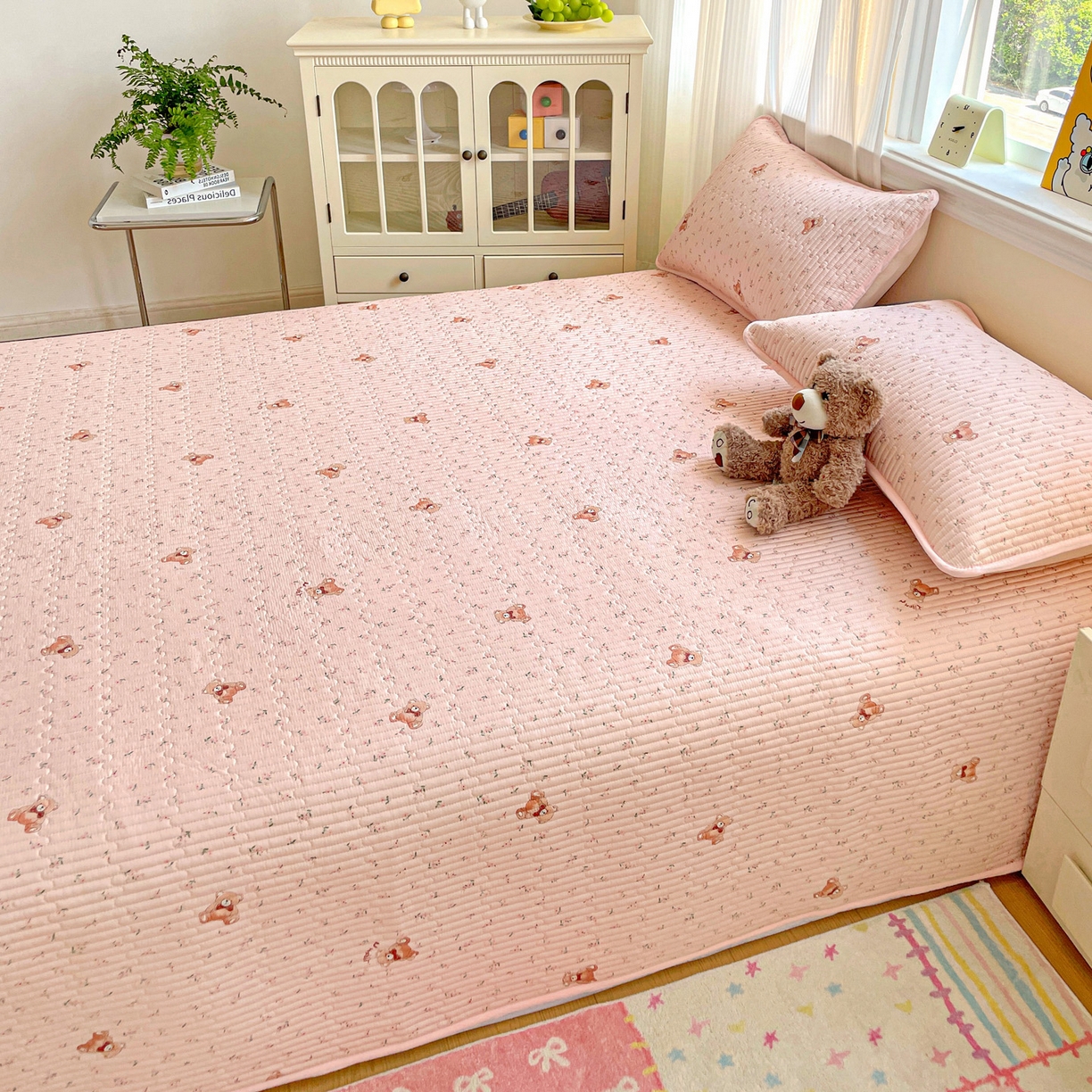 91家纺网 家纺一手货源 找家纺 恒尚居 2025新款莫代尔天丝夏季床盖印花夹棉床单三件套床褥垫-系列一 莫代尔-贝尔熊