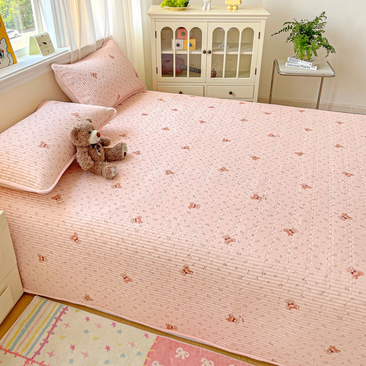 91家纺网 家纺一手货源 找家纺 恒尚居 2025新款莫代尔天丝夏季床盖印花夹棉床单三件套床褥垫-系列一 莫代尔-贝尔熊