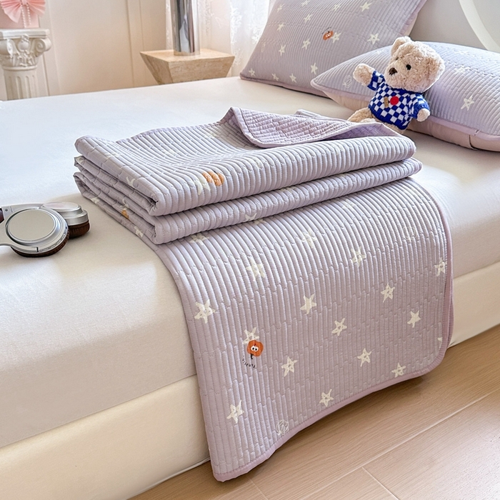 91家纺网 家纺一手货源 找家纺 恒尚居 2025新款莫代尔天丝夏季床盖印花夹棉床单三件套床褥垫-系列二 莫代尔-繁星紫