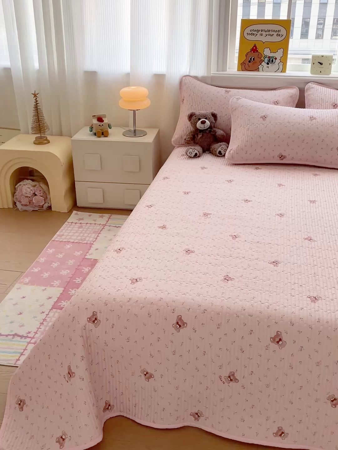 91家纺网 家纺一手货源 找家纺 恒尚居 2025新款莫代尔天丝夏季床盖印花夹棉床单三件套床褥垫-系列一 莫代尔-贝尔熊