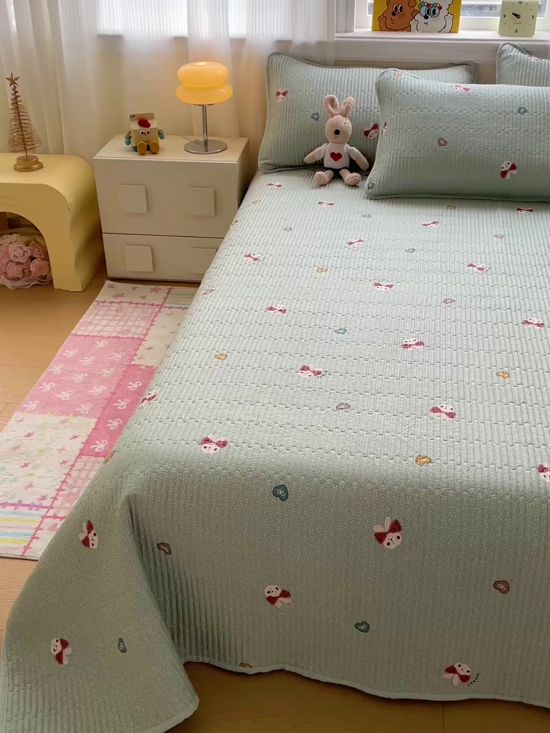 91家纺网 家纺一手货源 找家纺 恒尚居 2025新款莫代尔天丝夏季床盖印花夹棉床单三件套床褥垫-系列二 莫代尔-芬迪-绿