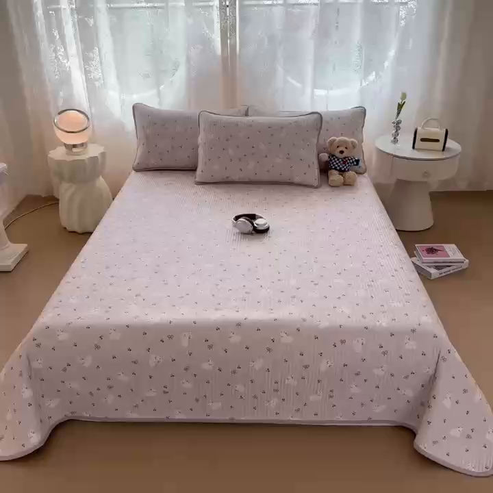 91家纺网 家纺一手货源 找家纺 恒尚居 2025新款莫代尔天丝夏季床盖印花夹棉床单三件套床褥垫-系列一 莫代尔-吉祥玉兔