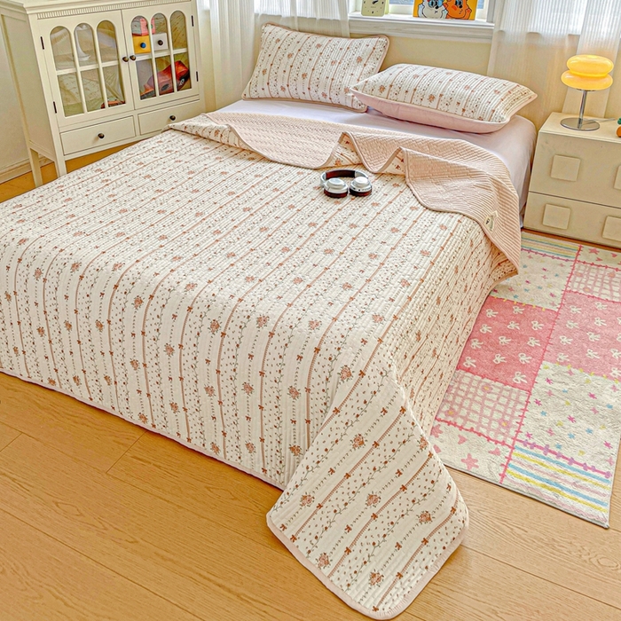 91家纺网 家纺一手货源 找家纺 恒尚居 2025新款莫代尔天丝夏季床盖印花夹棉床单三件套床褥垫-系列二 莫代尔-金色阳光