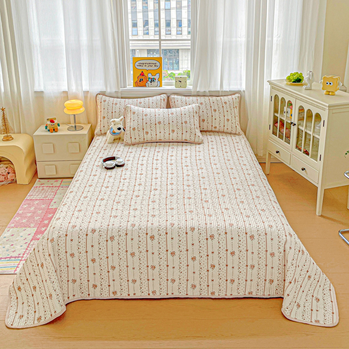 91家纺网 家纺一手货源 找家纺 恒尚居 2025新款莫代尔天丝夏季床盖印花夹棉床单三件套床褥垫-系列二 莫代尔-金色阳光