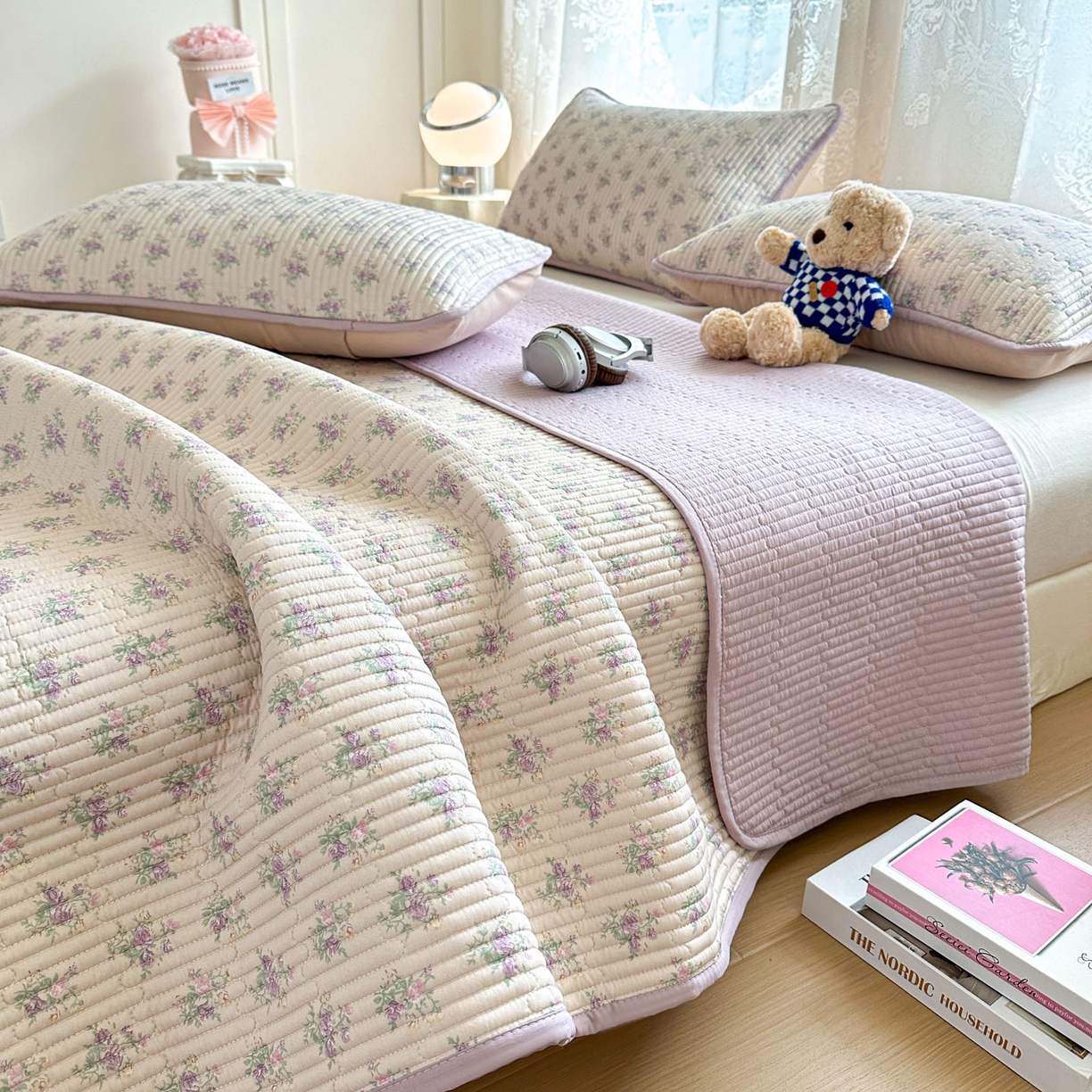 91家纺网 家纺一手货源 找家纺 恒尚居 2025新款莫代尔天丝夏季床盖印花夹棉床单三件套床褥垫-系列一 莫代尔-迷人花香