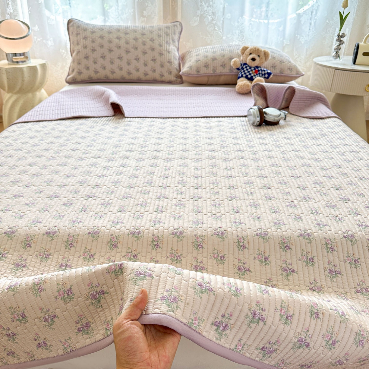 91家纺网 家纺一手货源 找家纺 恒尚居 2025新款莫代尔天丝夏季床盖印花夹棉床单三件套床褥垫-系列一 莫代尔-迷人花香