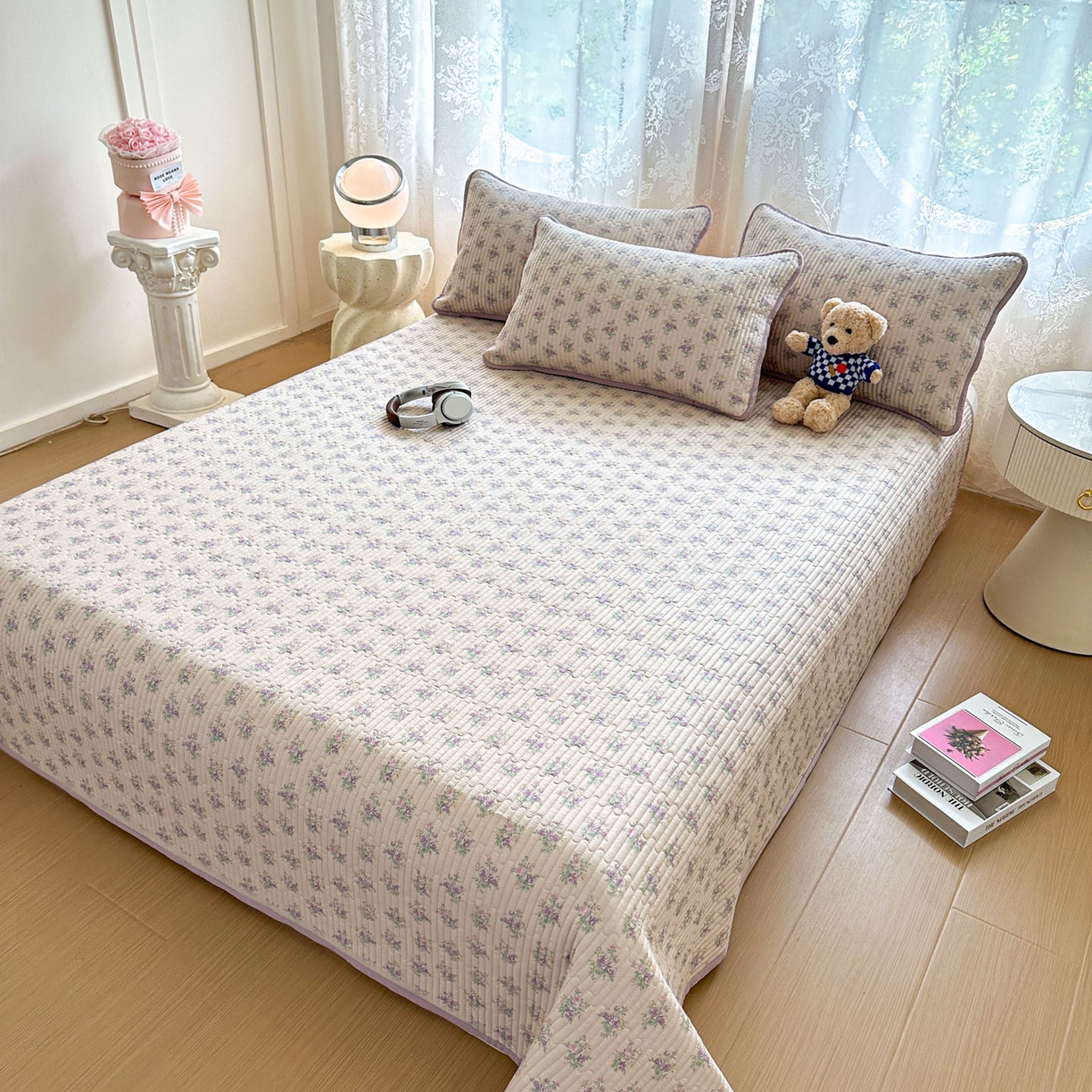 91家纺网 家纺一手货源 找家纺 恒尚居 2025新款莫代尔天丝夏季床盖印花夹棉床单三件套床褥垫-系列一 莫代尔-迷人花香