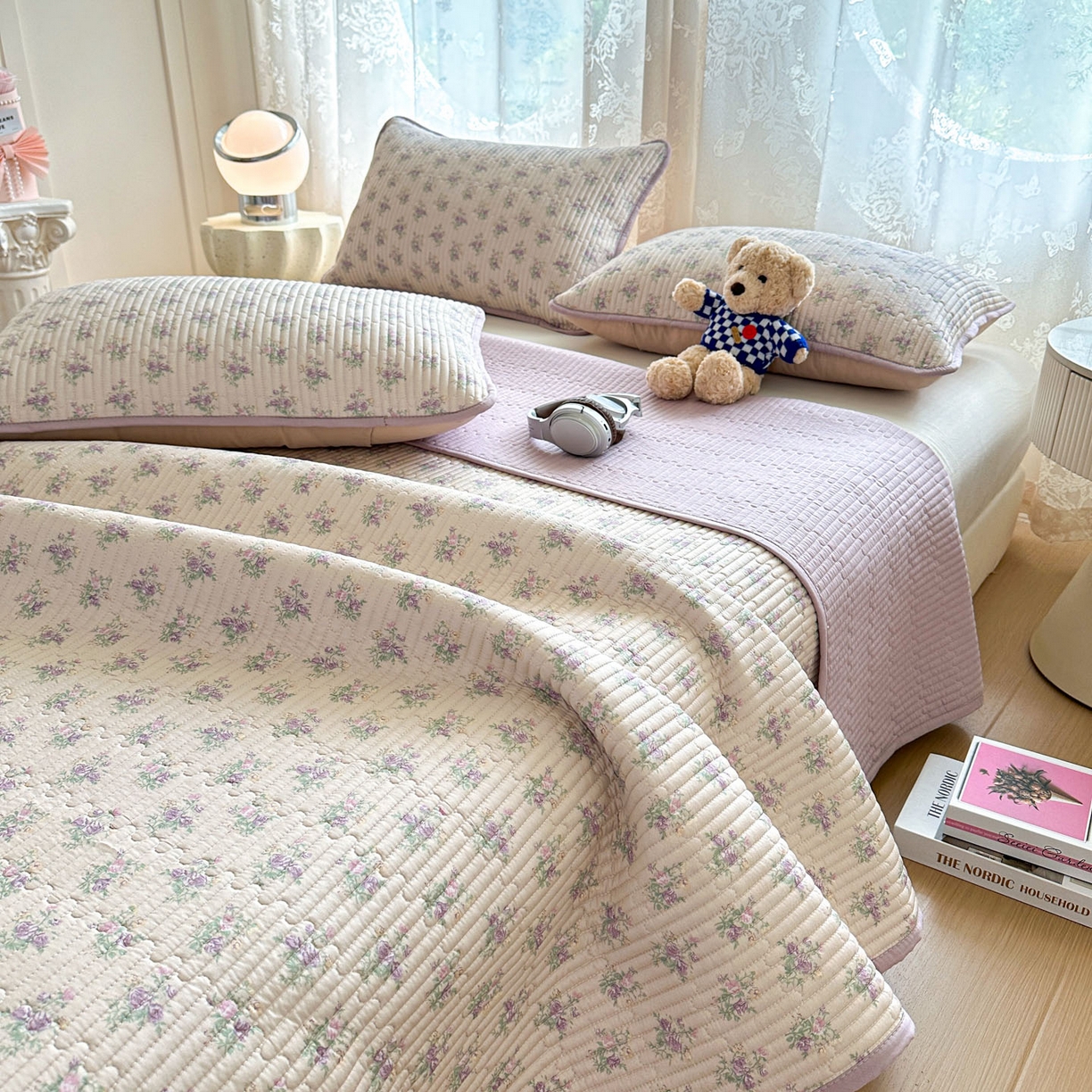 91家纺网 家纺一手货源 找家纺 恒尚居 2025新款莫代尔天丝夏季床盖印花夹棉床单三件套床褥垫-系列一 莫代尔-迷人花香