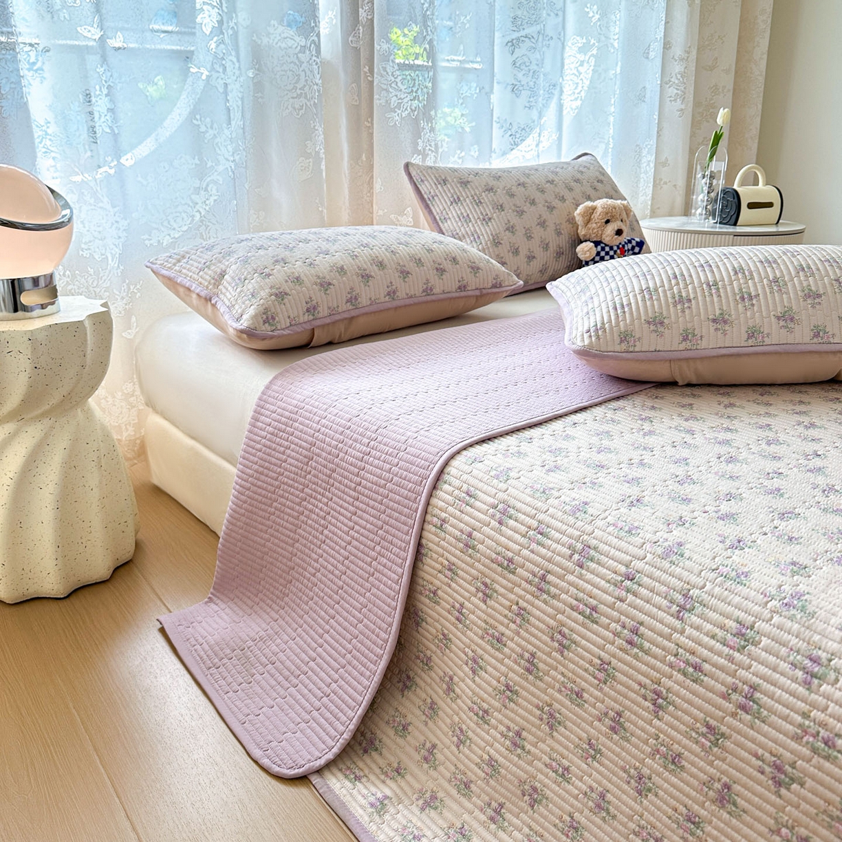 91家纺网 家纺一手货源 找家纺 恒尚居 2025新款莫代尔天丝夏季床盖印花夹棉床单三件套床褥垫-系列一 莫代尔-迷人花香