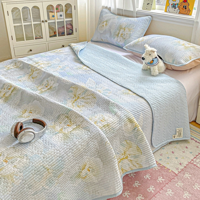 91家纺网 家纺一手货源 找家纺 恒尚居 2025新款莫代尔天丝夏季床盖印花夹棉床单三件套床褥垫-系列二 莫代尔-清凉一夏