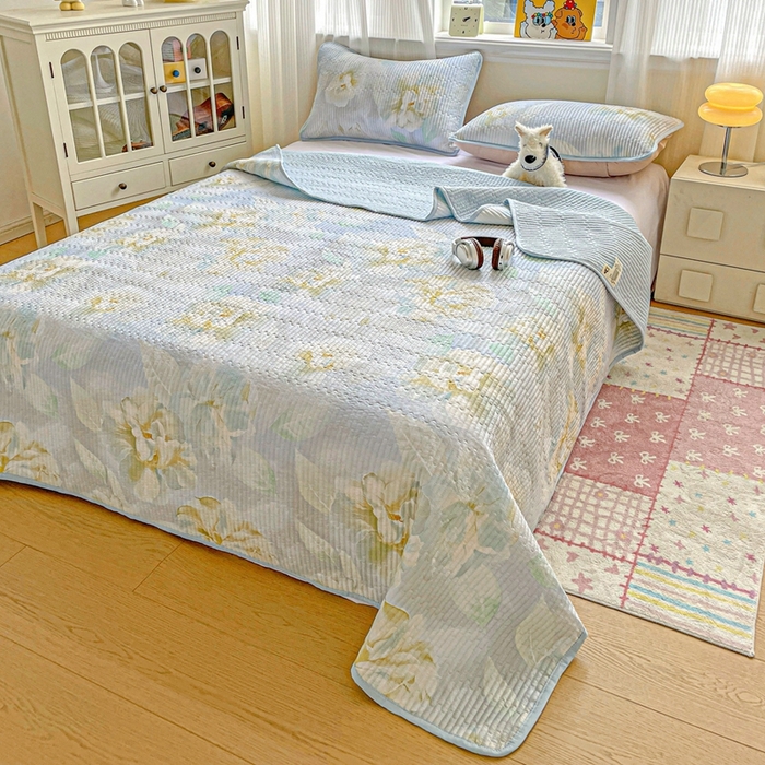 91家纺网 家纺一手货源 找家纺 恒尚居 2025新款莫代尔天丝夏季床盖印花夹棉床单三件套床褥垫-系列二 莫代尔-清凉一夏