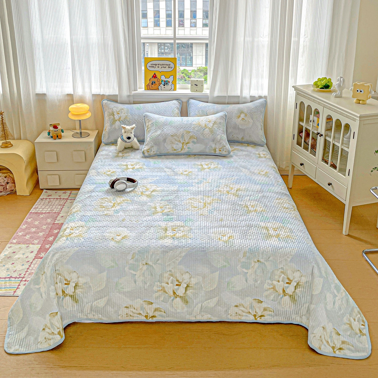 91家纺网 家纺一手货源 找家纺 恒尚居 2025新款莫代尔天丝夏季床盖印花夹棉床单三件套床褥垫-系列二 莫代尔-清凉一夏