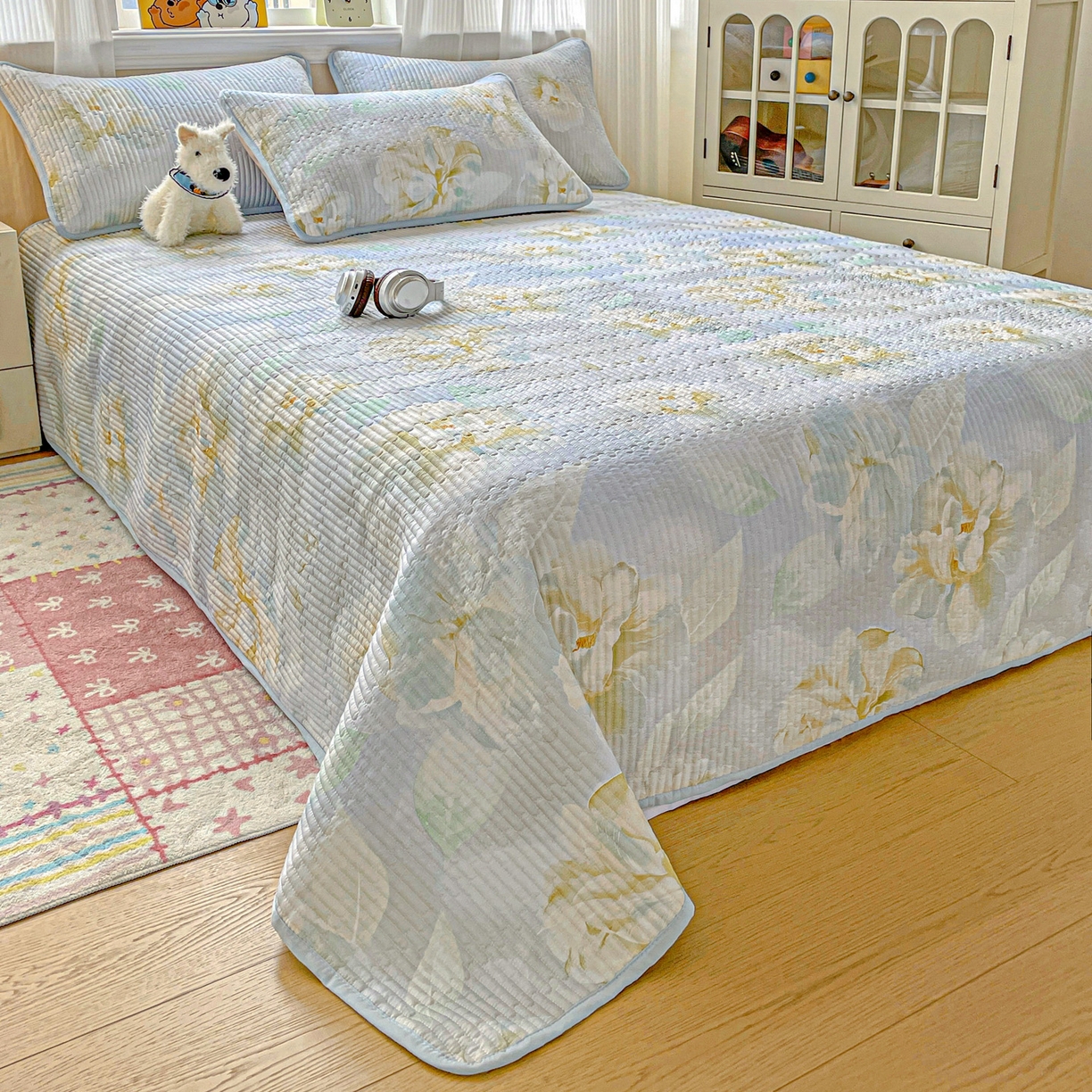 91家纺网 家纺一手货源 找家纺 恒尚居 2025新款莫代尔天丝夏季床盖印花夹棉床单三件套床褥垫-系列二 莫代尔-清凉一夏