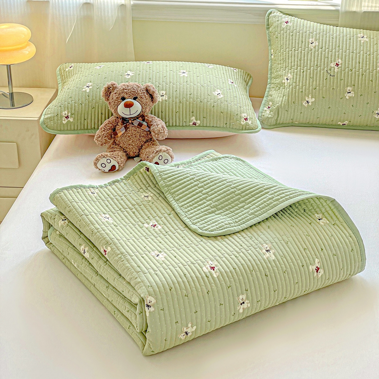 91家纺网 家纺一手货源 找家纺 恒尚居 2025新款莫代尔天丝夏季床盖印花夹棉床单三件套床褥垫-系列一 莫代尔-米安熊