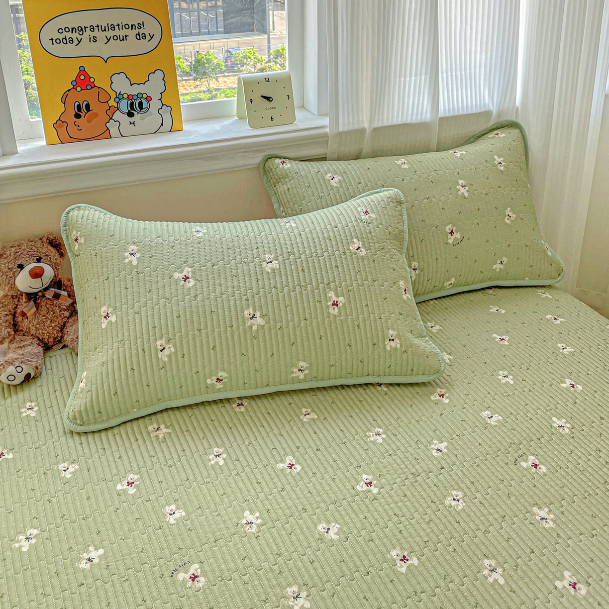 91家纺网 家纺一手货源 找家纺 恒尚居 2025新款莫代尔天丝夏季床盖印花夹棉床单三件套床褥垫-系列一 莫代尔-米安熊