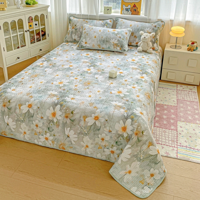 91家纺网 家纺一手货源 找家纺 恒尚居 2025新款莫代尔天丝夏季床盖印花夹棉床单三件套床褥垫-系列二 莫代尔-柔情蜜意