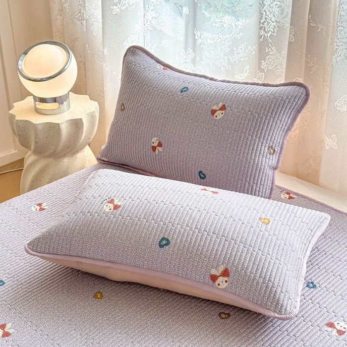 91家纺网 家纺一手货源 找家纺 恒尚居 2025新款莫代尔天丝夏季床盖印花夹棉床单三件套床褥垫-系列二 莫代尔-香芋紫兔