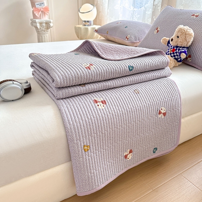 91家纺网 家纺一手货源 找家纺 恒尚居 2025新款莫代尔天丝夏季床盖印花夹棉床单三件套床褥垫-系列二 莫代尔-香芋紫兔