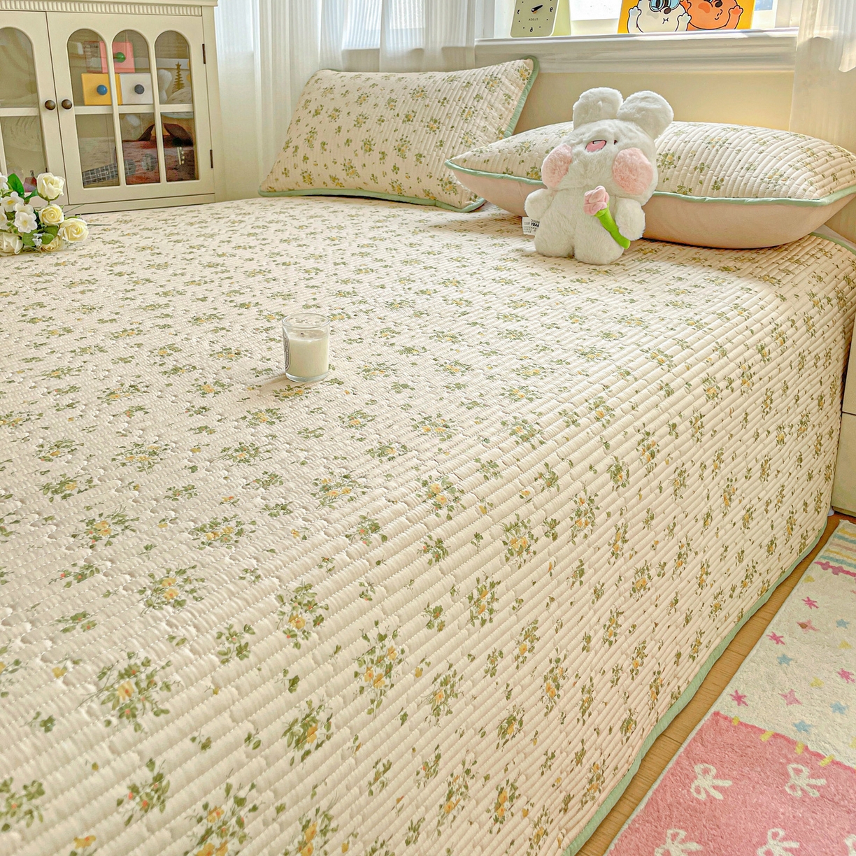 91家纺网 家纺一手货源 找家纺 恒尚居 2025新款莫代尔天丝夏季床盖印花夹棉床单三件套床褥垫-系列一 莫代尔-莫奈油画