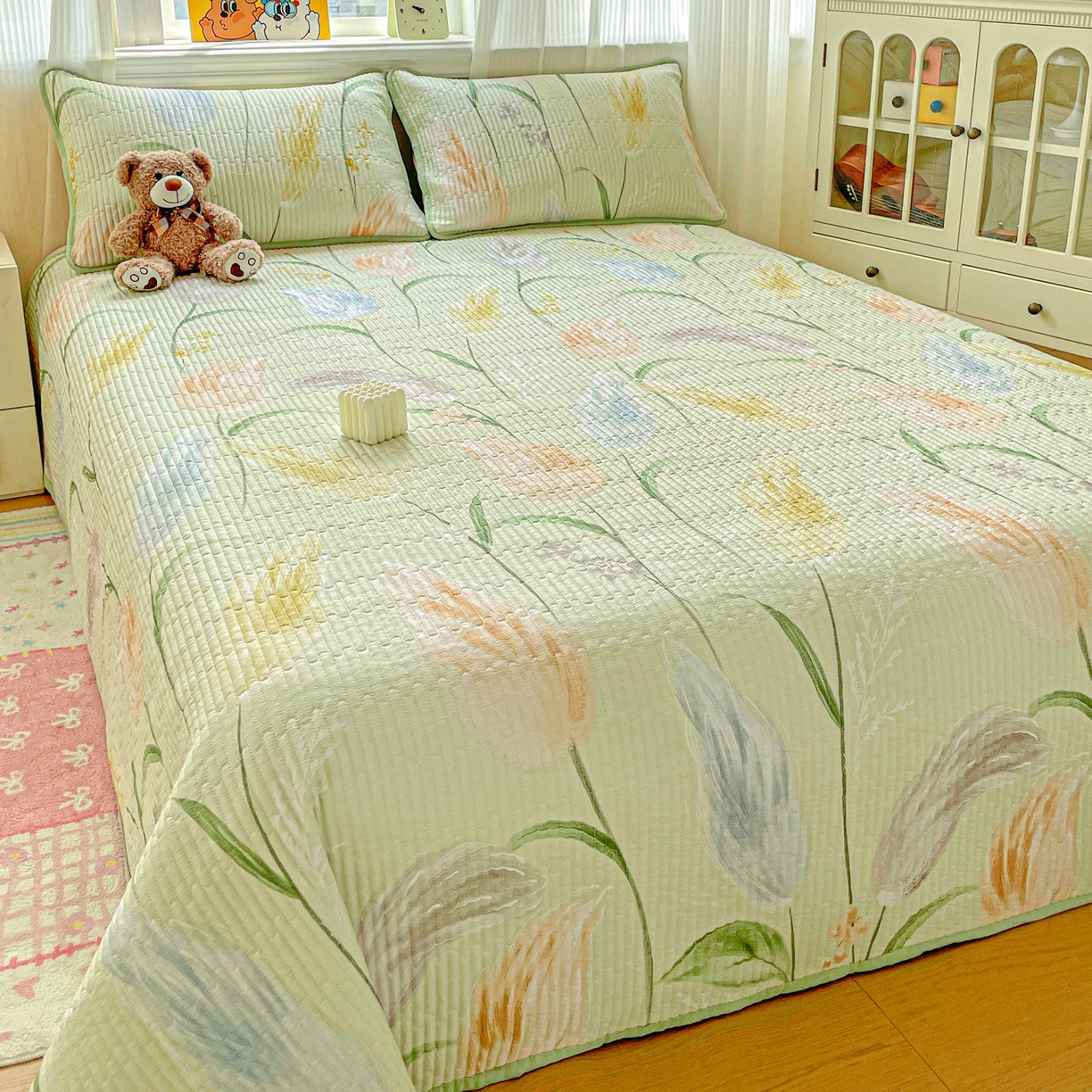 91家纺网 家纺一手货源 找家纺 （总）恒尚居 2025新款莫代尔天丝夏季床盖印花夹棉床单三件套床褥垫-系列二