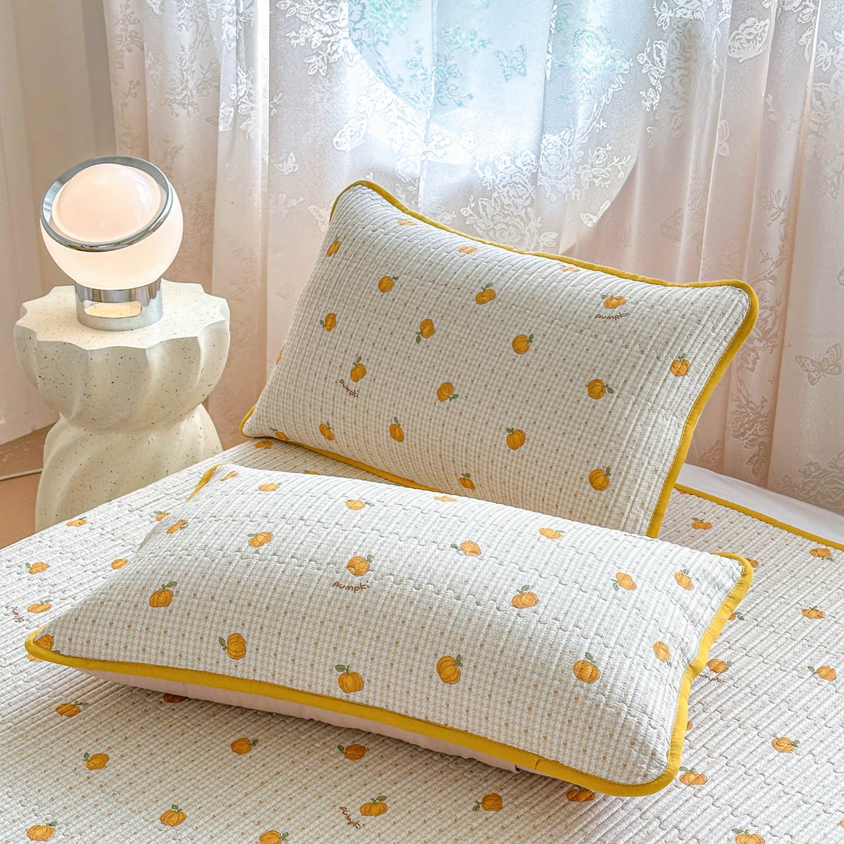 91家纺网 家纺一手货源 找家纺 恒尚居 2025新款莫代尔天丝夏季床盖印花夹棉床单三件套床褥垫-系列一 莫代尔-南瓜派