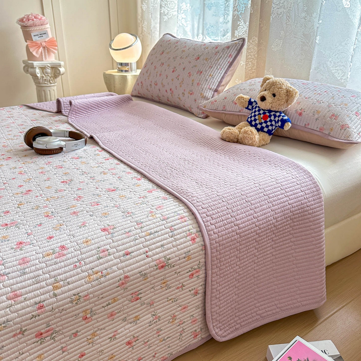 91家纺网 家纺一手货源 找家纺 恒尚居 2025新款莫代尔天丝夏季床盖印花夹棉床单三件套床褥垫-系列一 莫代尔-暖情