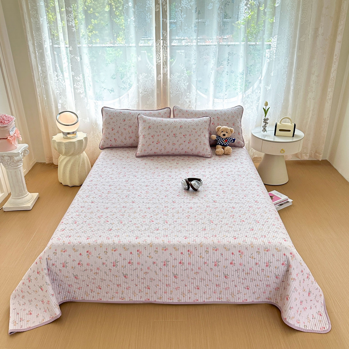 91家纺网 家纺一手货源 找家纺 恒尚居 2025新款莫代尔天丝夏季床盖印花夹棉床单三件套床褥垫-系列一 莫代尔-暖情