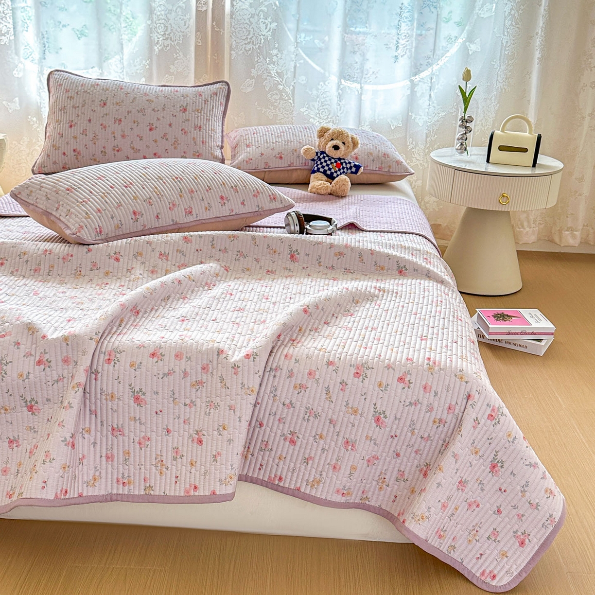 91家纺网 家纺一手货源 找家纺 恒尚居 2025新款莫代尔天丝夏季床盖印花夹棉床单三件套床褥垫-系列一 莫代尔-暖情