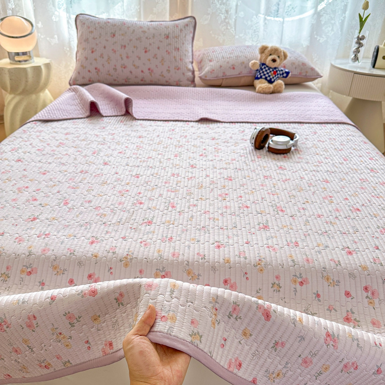 91家纺网 家纺一手货源 找家纺 恒尚居 2025新款莫代尔天丝夏季床盖印花夹棉床单三件套床褥垫-系列一 莫代尔-暖情