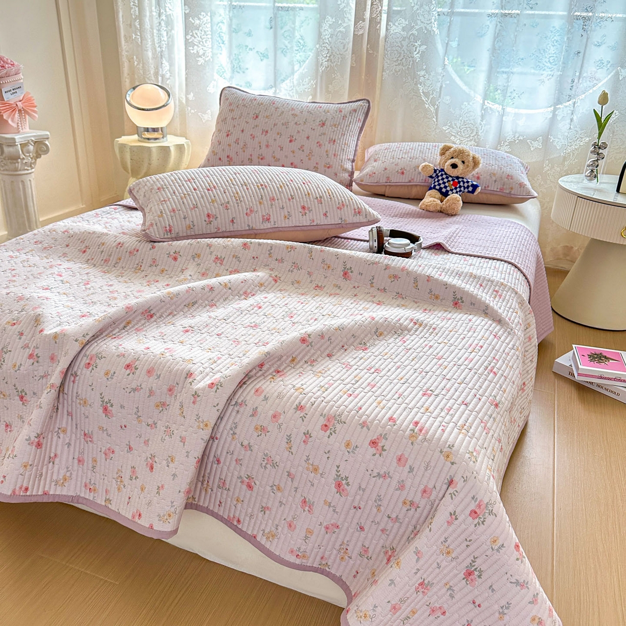 91家纺网 家纺一手货源 找家纺 恒尚居 2025新款莫代尔天丝夏季床盖印花夹棉床单三件套床褥垫-系列一 莫代尔-暖情