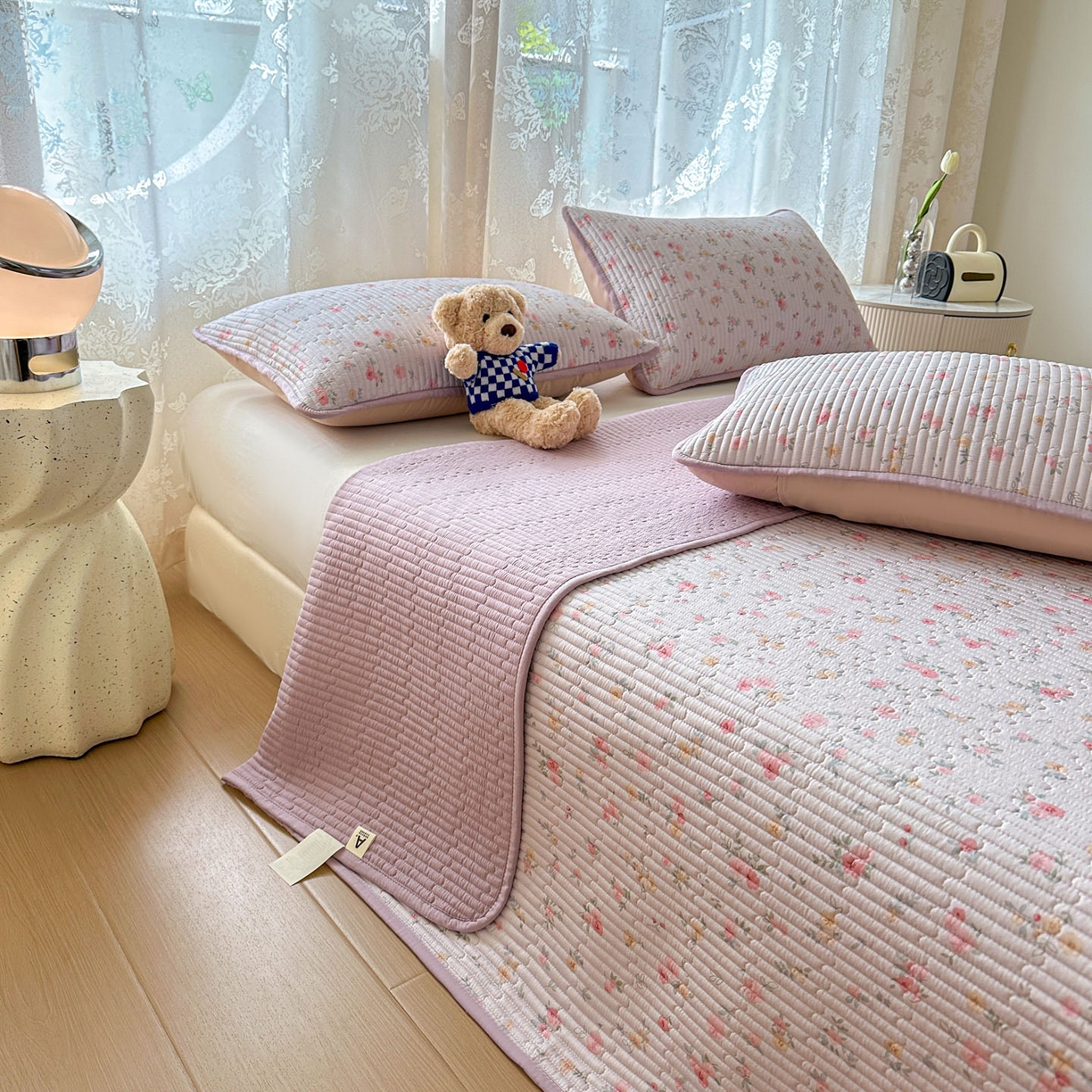 91家纺网 家纺一手货源 找家纺 恒尚居 2025新款莫代尔天丝夏季床盖印花夹棉床单三件套床褥垫-系列一 莫代尔-暖情