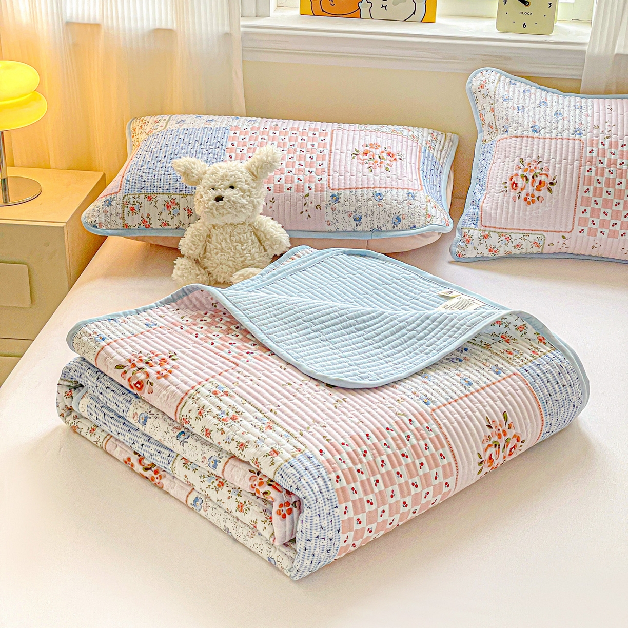 91家纺网 家纺一手货源 找家纺 恒尚居 2025新款莫代尔天丝夏季床盖印花夹棉床单三件套床褥垫-系列一 莫代尔-夏日时光