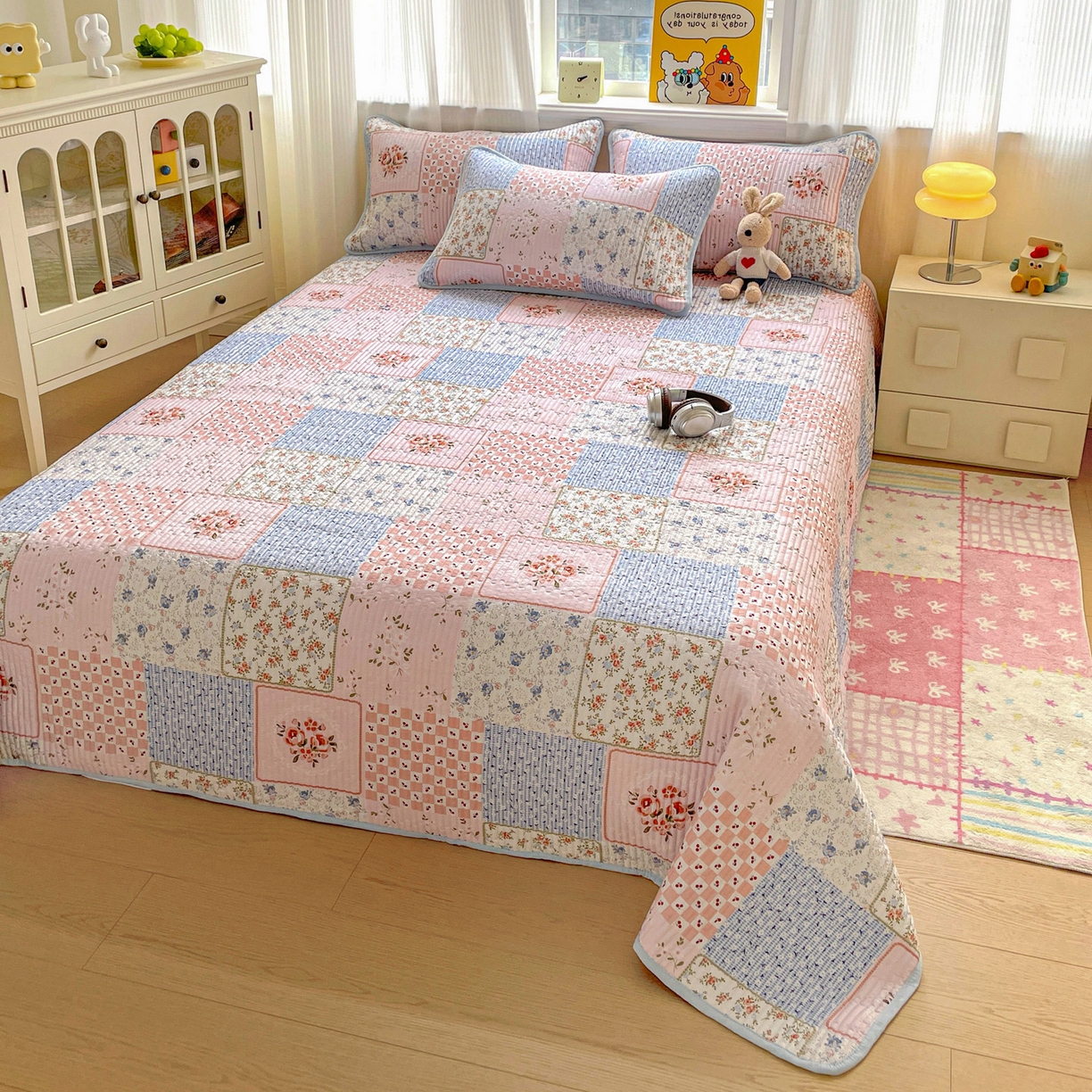 91家纺网 家纺一手货源 找家纺 恒尚居 2025新款莫代尔天丝夏季床盖印花夹棉床单三件套床褥垫-系列一 莫代尔-夏日时光