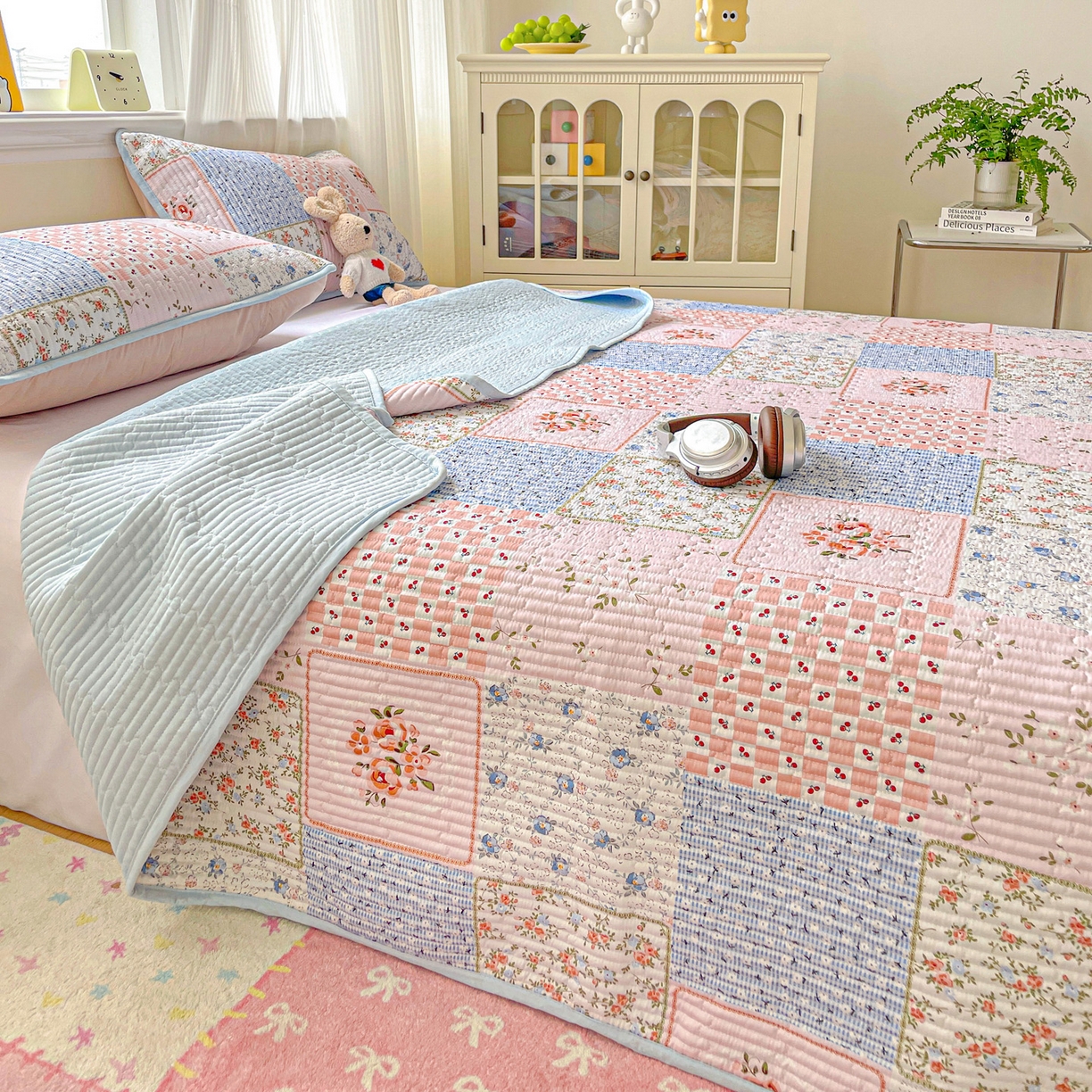 91家纺网 家纺一手货源 找家纺 恒尚居 2025新款莫代尔天丝夏季床盖印花夹棉床单三件套床褥垫-系列一 莫代尔-夏日时光