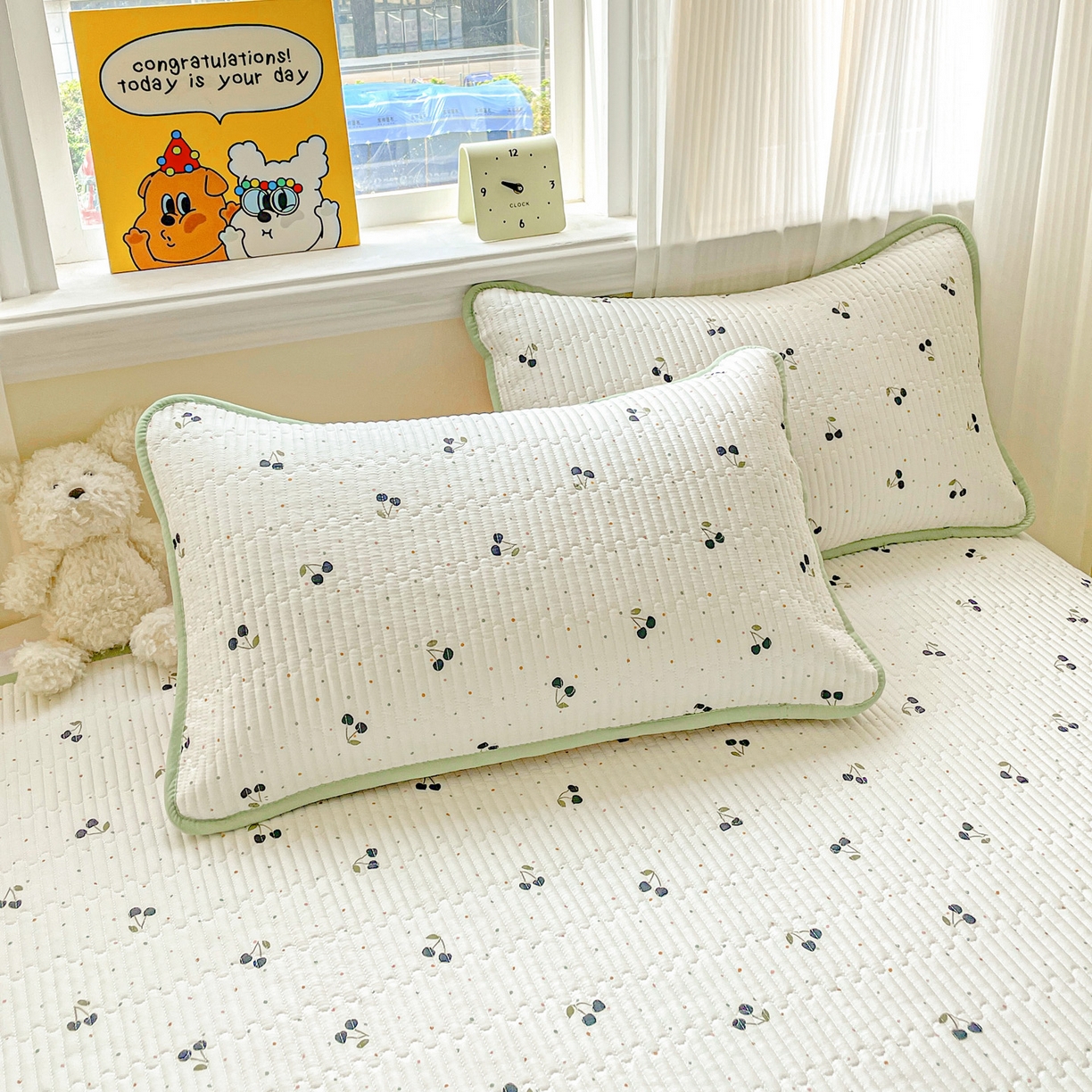 91家纺网 家纺一手货源 找家纺 恒尚居 2025新款莫代尔天丝夏季床盖印花夹棉床单三件套床褥垫-系列一 莫代尔-樱桃丸子